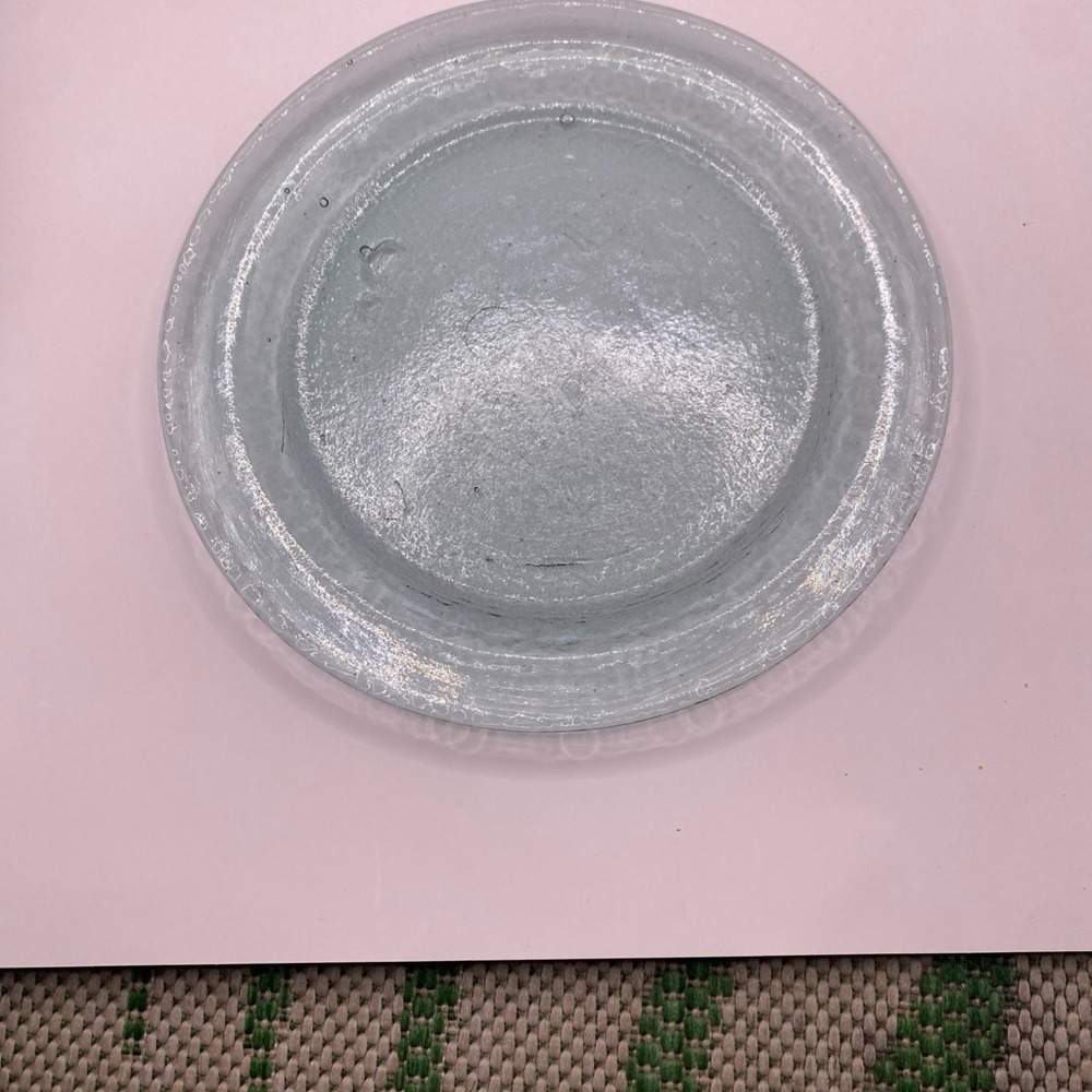Vintage Recycled Glass Plate - Pale Blue 9” Bubbles & Wrinkles